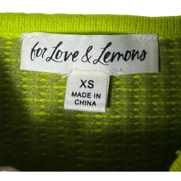 1789. REVOLVE X FOR LOVES & LEMONS GEMMA BRALETTE SIZE XSMALL KNITTED LIME GREEN - Picture 5 of 8